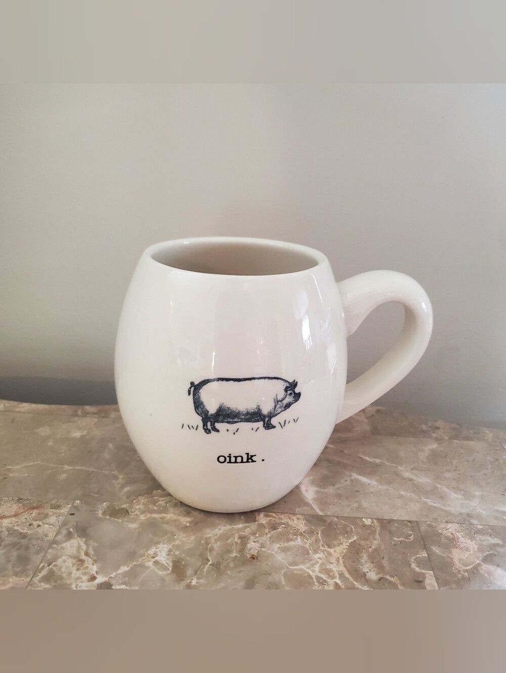 Rae Dunn By Magenta Farm Line Pig White Mug